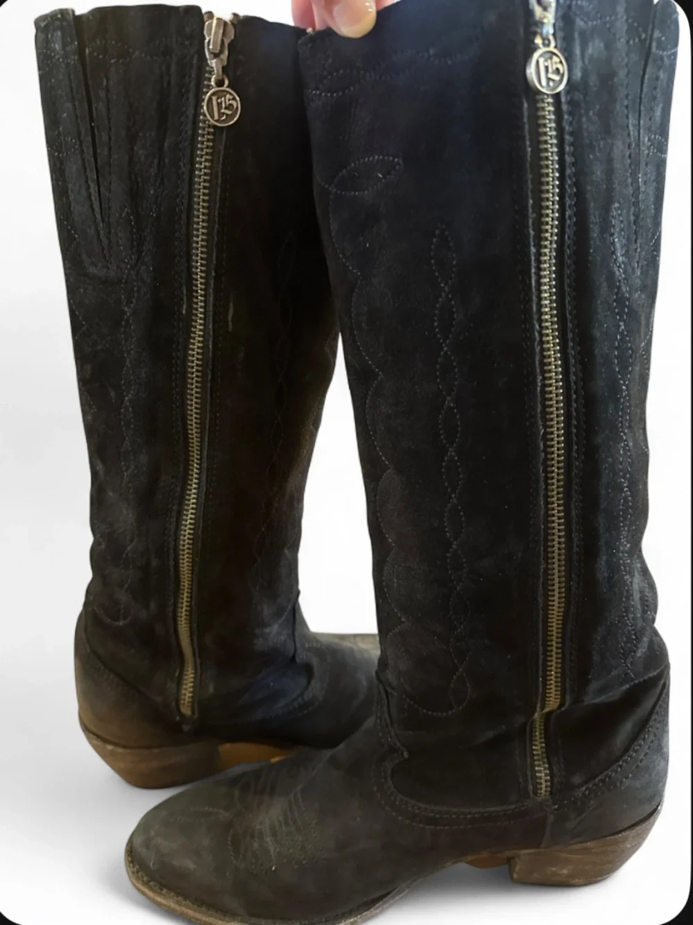 Authentic Liberty Black tall Western boots in black suede leather! 🤠🖤